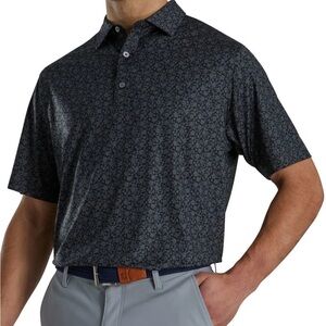 FootJoy Painted Floral Lisle Self Collar Golf Polo Shirt. Size XL.